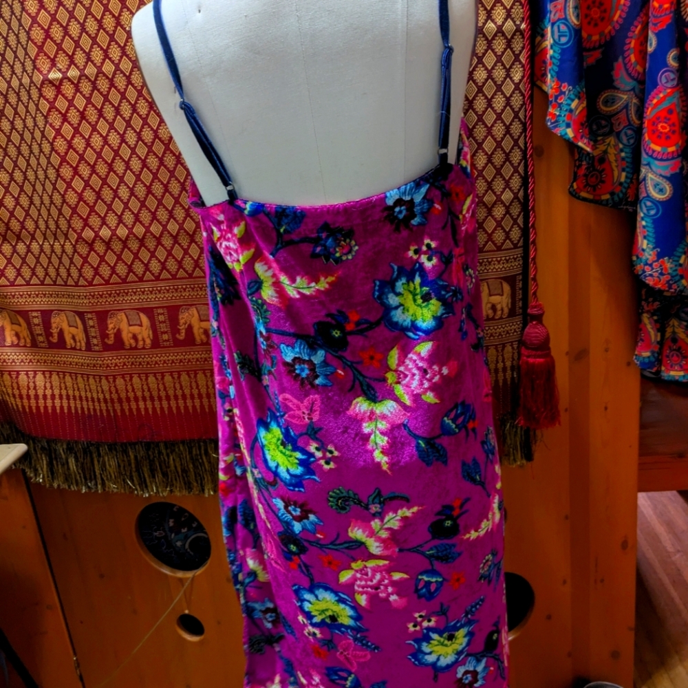 Anthropologie Velvet Floral Slip Dress